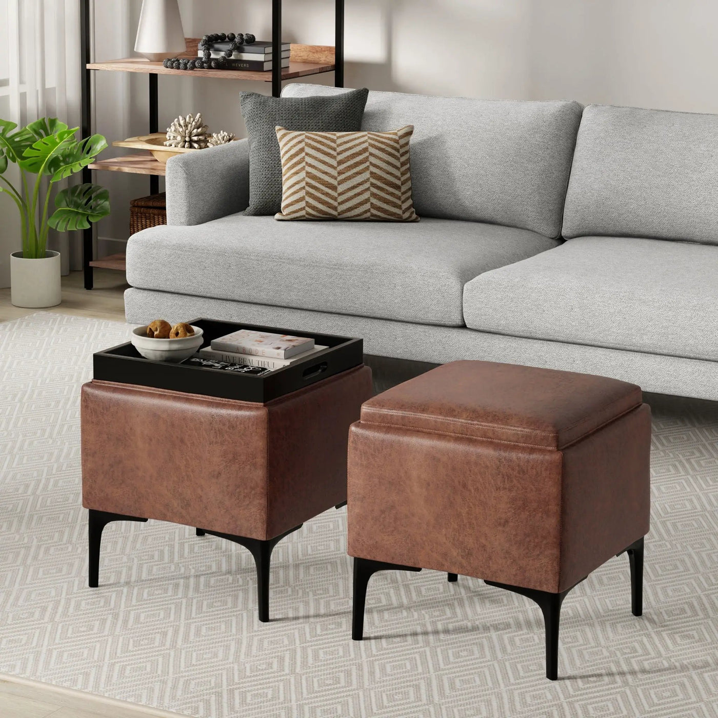 Natasha - Multifunctional Storage Ottoman With Tray by HouseOfZazla