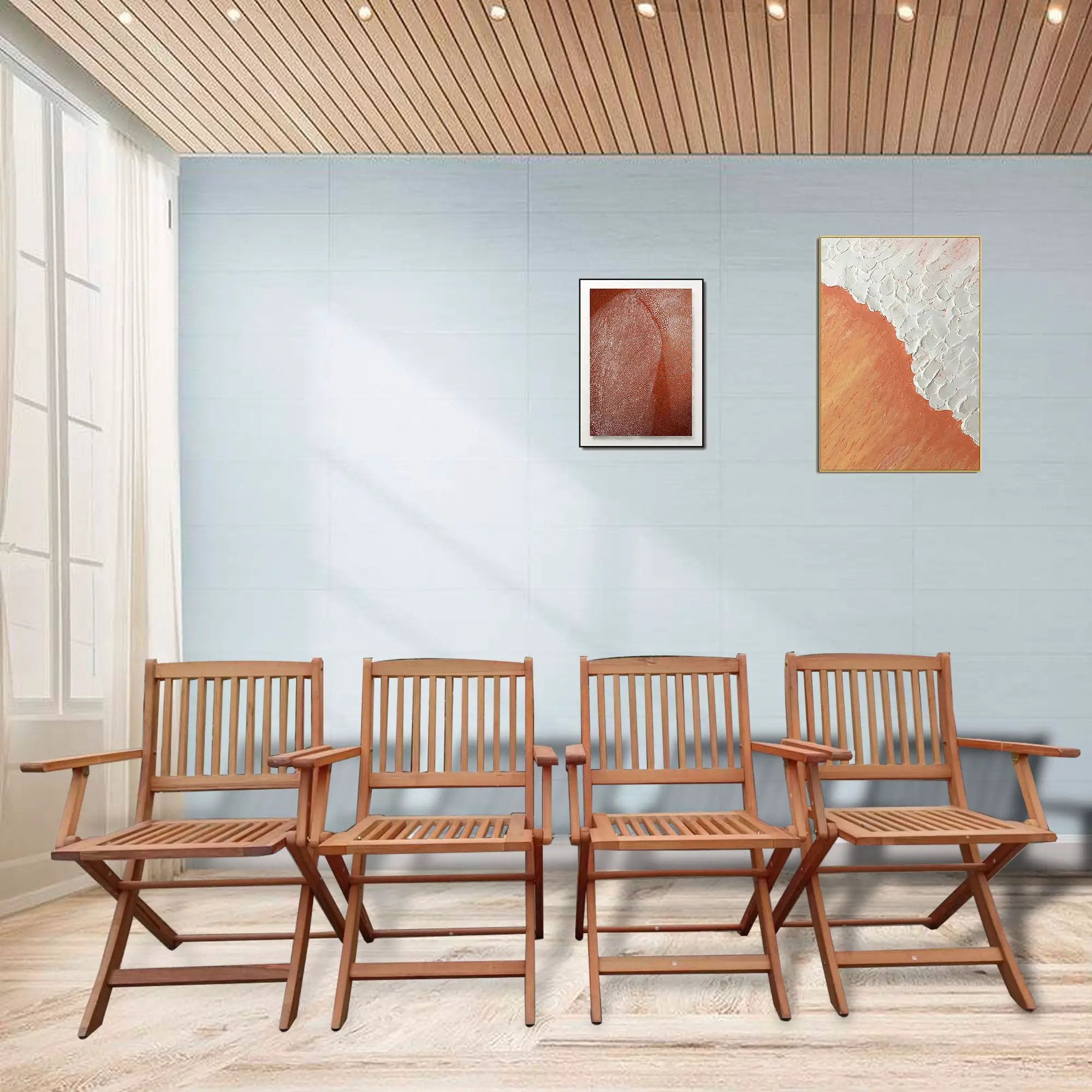 Foldable Patio Dining Set, Folding Chairs, Indoor And Outdoor Universal (Set of 4) - Teak by Unique Piece Furniture