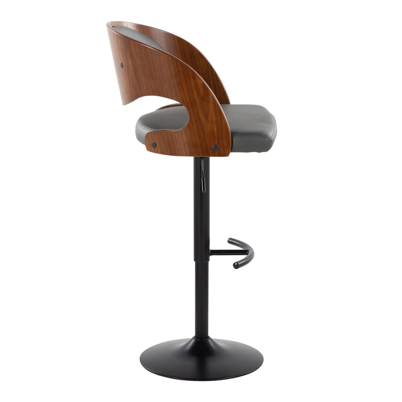 Pino - Mid Century Modern Adjustable Barstool With Swivel With Rounded T Footrest (Set of 2) by HouseOfZazla