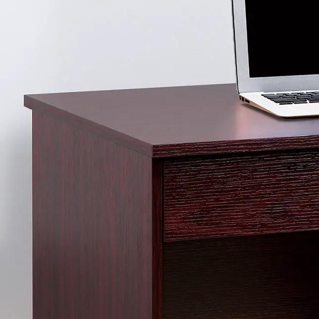 Three Locking Drawers On Metal Glides Student Desk Work Desk Modesty Panel Metal Bar Handles - Mahogany by Unique Piece Furniture