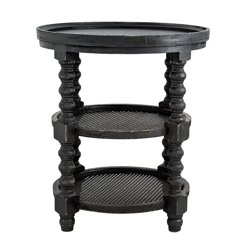Round 3 Tiered Side Table with Multi-Tier Storage - Light Brown or Black, photo 6 of 8