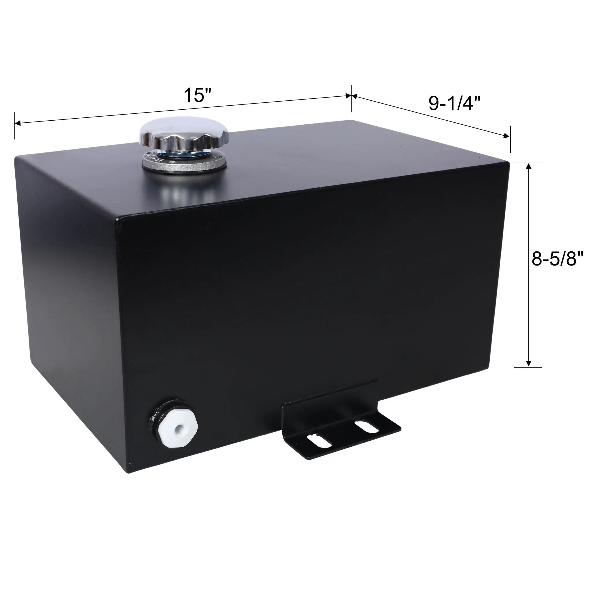 Heavy Duty 5 Gallon Steel Hydraulic Fluid Reservoir Tank With Mounting Foot, 14 Gauge - Black by HouseOfZazla
