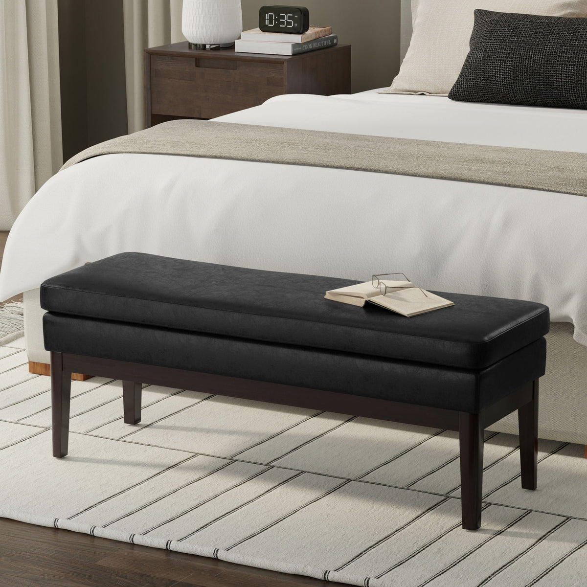Mid-Century Ottoman Bench with Solid Wood Construction - Multiple Colors, photo 15 of 40