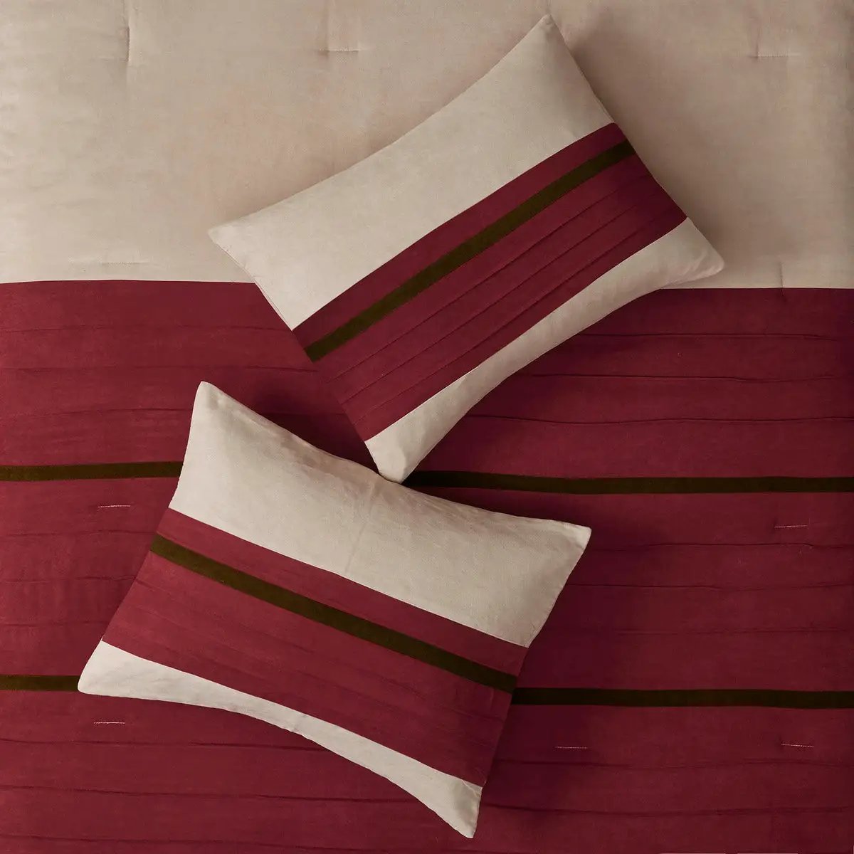 7 PC Pieced Faux Suede Comforter Set Red Queen by HouseOfZazla