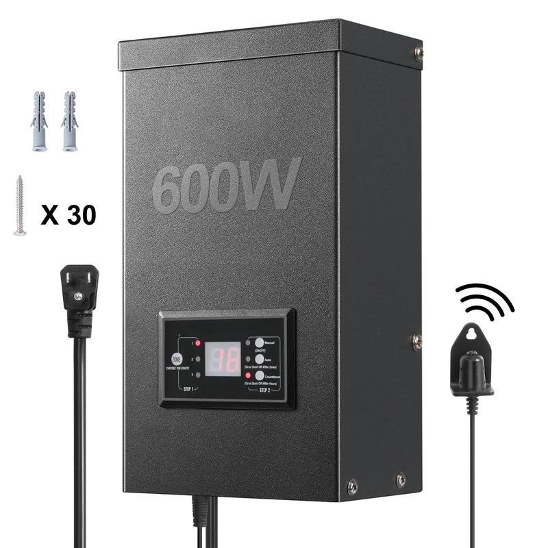 600W Low Voltage Landscape Transformer with Timer and Photocell Sensor by HouseOfZazla