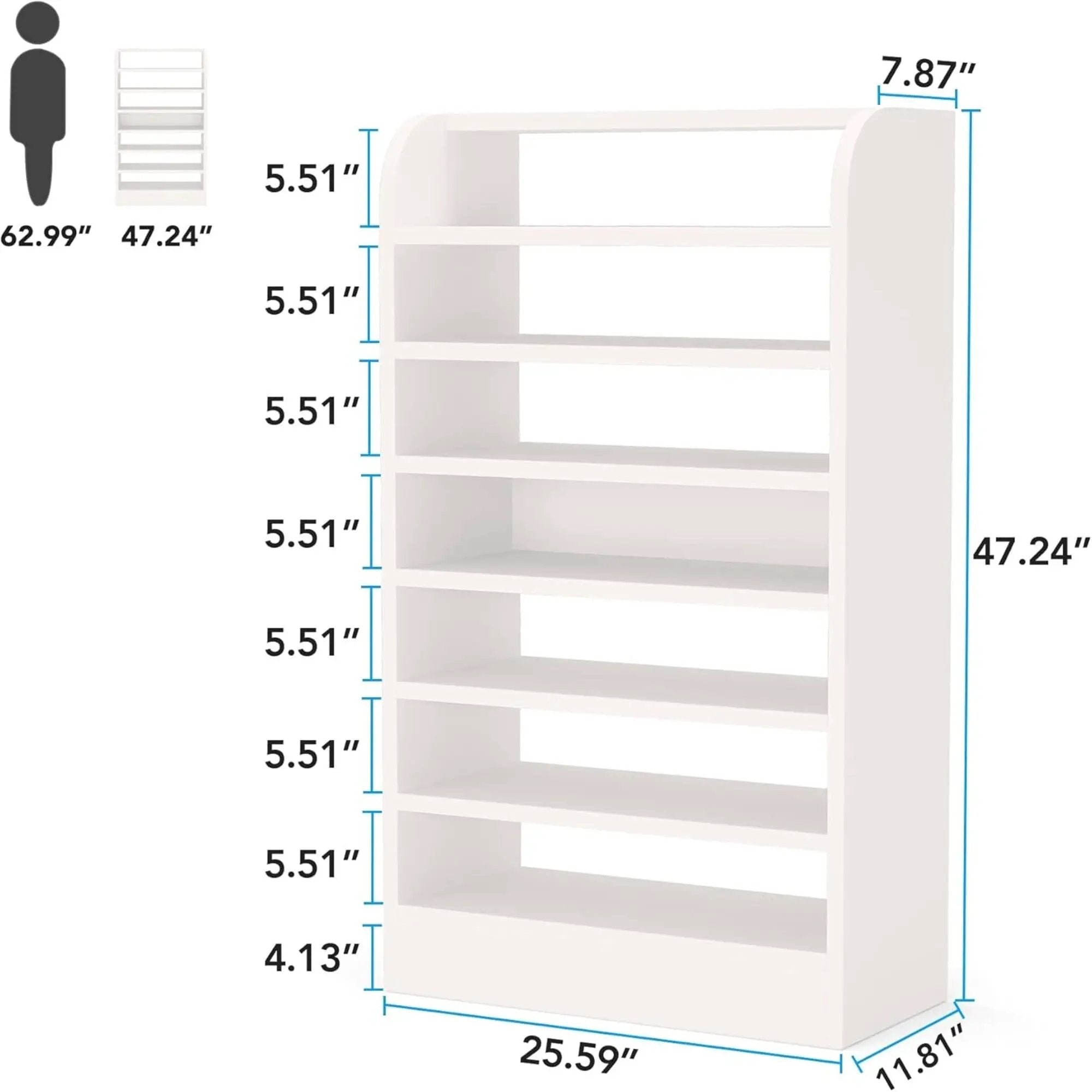 8 Tier Tall Shoe Rack, Wooden Shoe Storage Cabinet, Entryway Organizer - White by HouseOfZazla