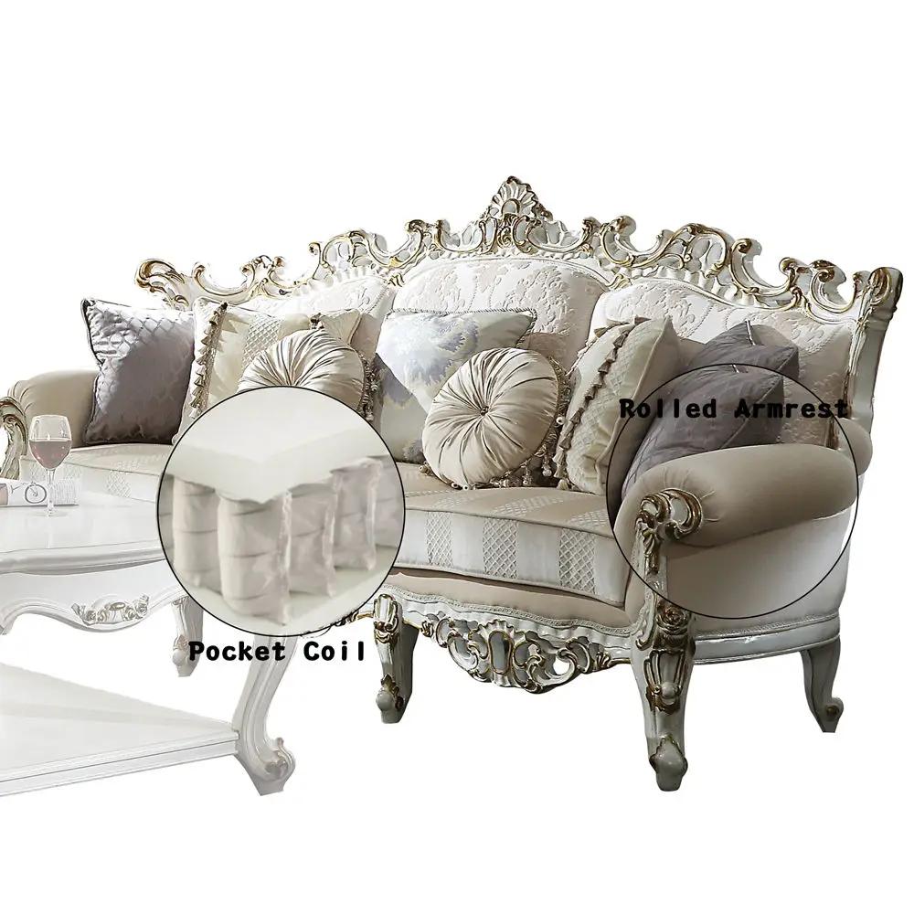 Picardy II - Sofa With 7 Pillows - Fabric & Antique Pearl by Unique Piece Furniture