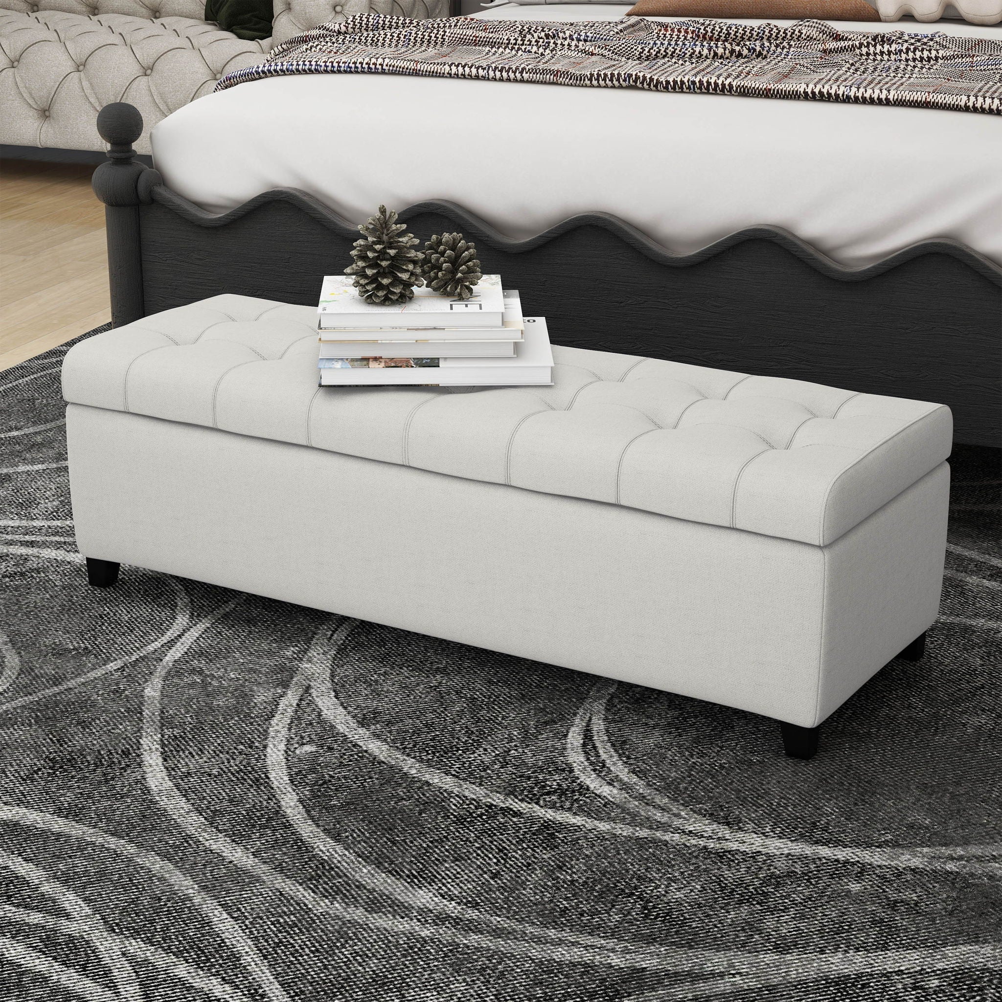 Upholstered Storage Ottoman Bench, Foot Rest For Bedroom by HouseOfZazla