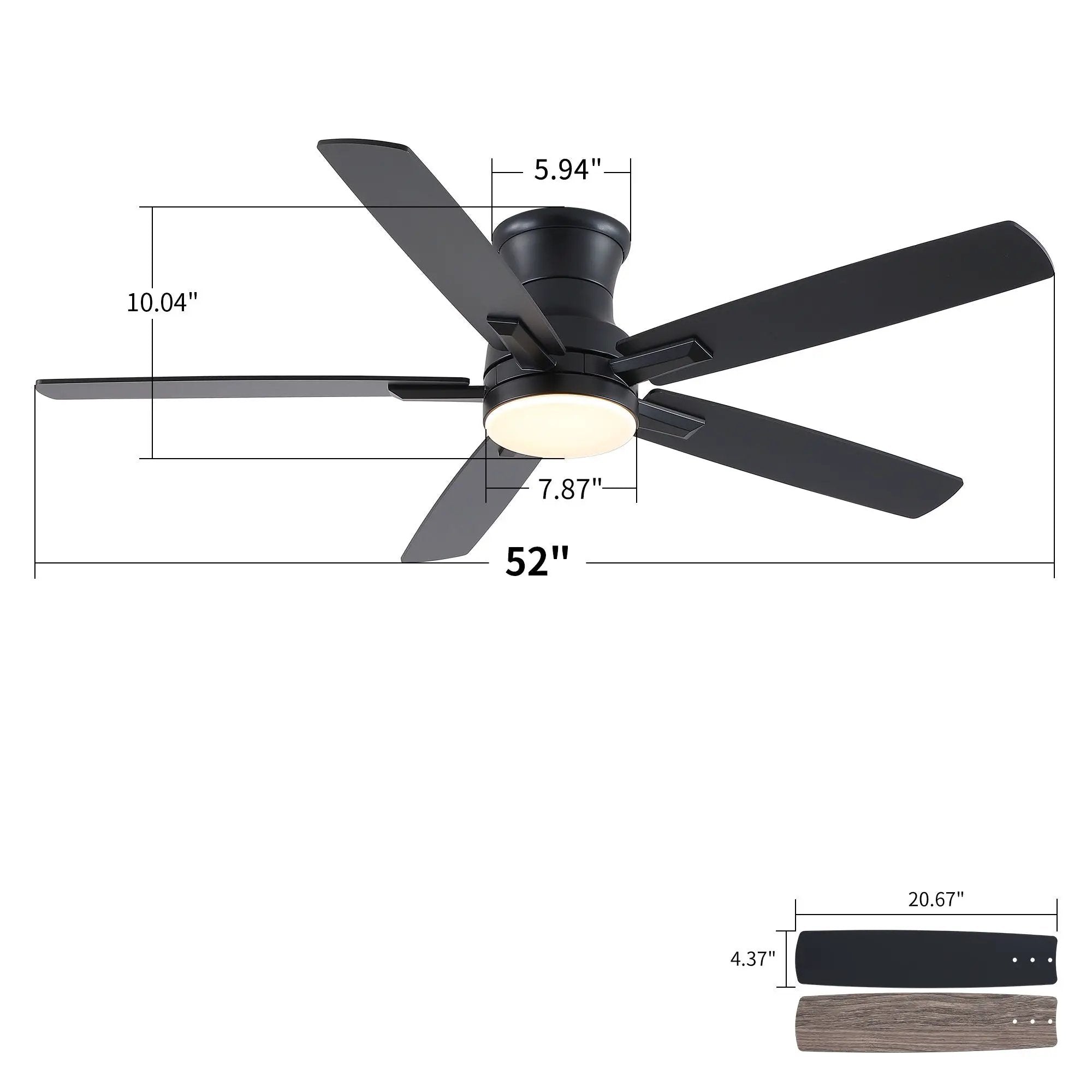 Mordern Flush Mount Ceiling Fan With Light And Remote Control by HouseOfZazla