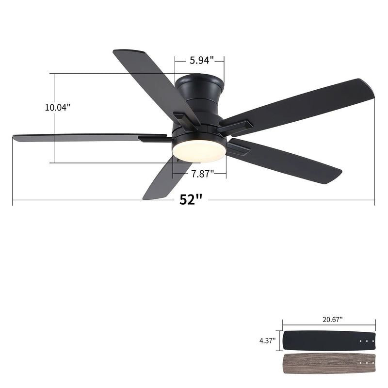 Mordern Flush Mount Ceiling Fan With Light And Remote Control by HouseOfZazla