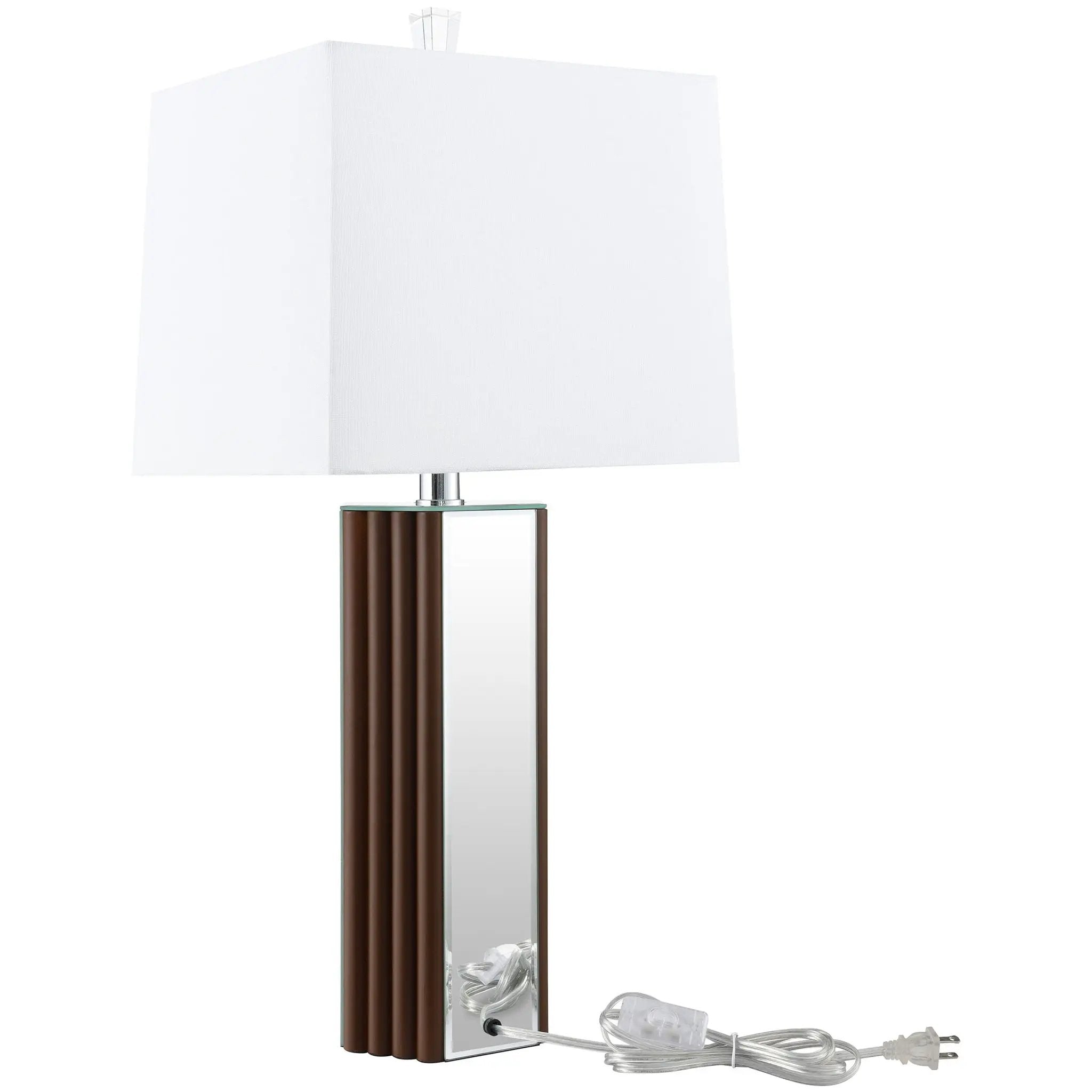 Elena 30-inch Square Tapered Mirrored Table Lamp Brown by Unique Piece Furniture
