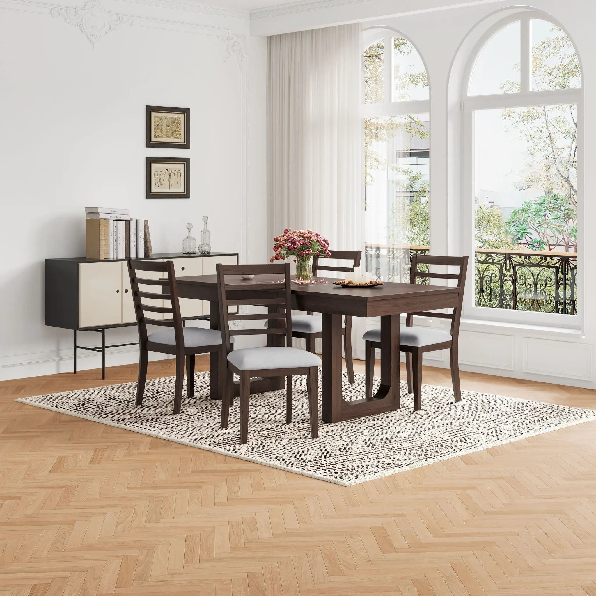 Upholstered Armless Chairs With High Ladder Back by HouseOfZazla