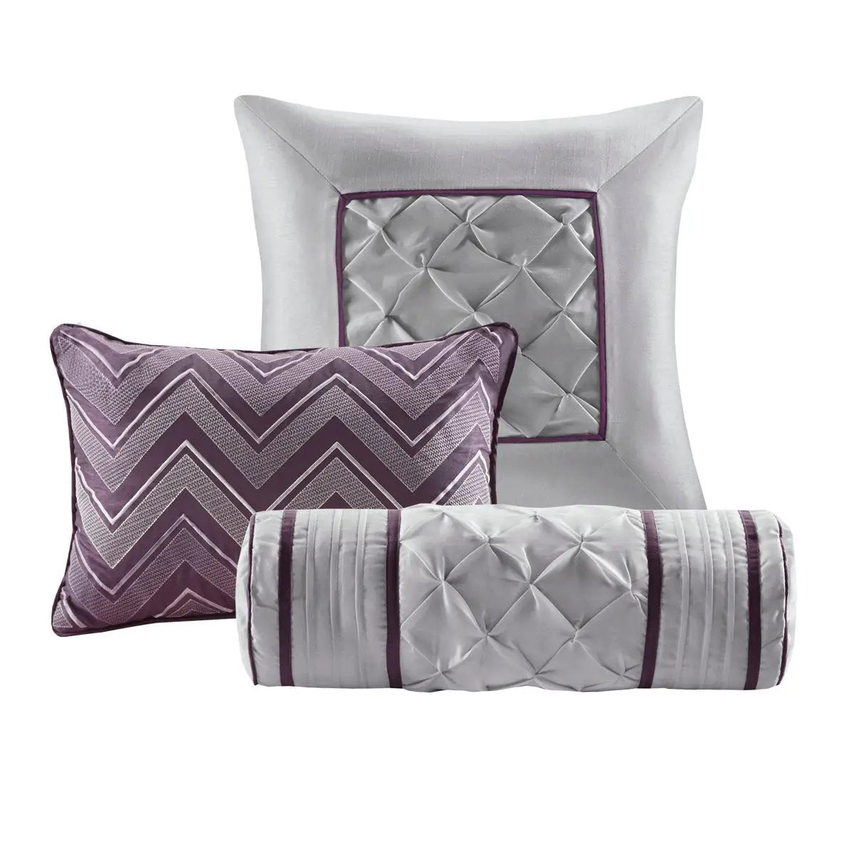 7 Piece Tufted Comforter Set Plum King by HouseOfZazla