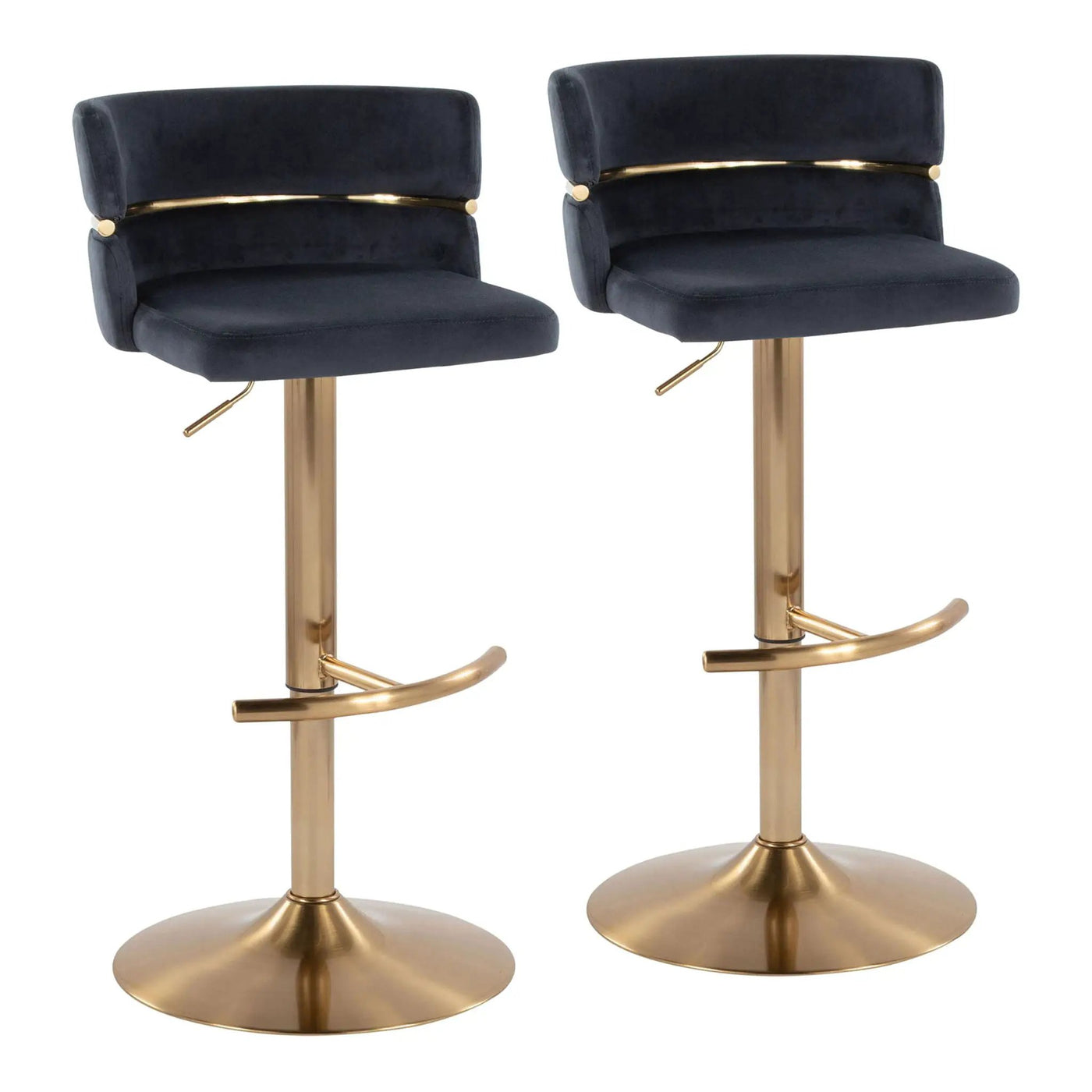 Cinch - Glam / Art Deco Adjustable Barstool With Swivel With Rounded T Footrest (Set of 2) by HouseOfZazla