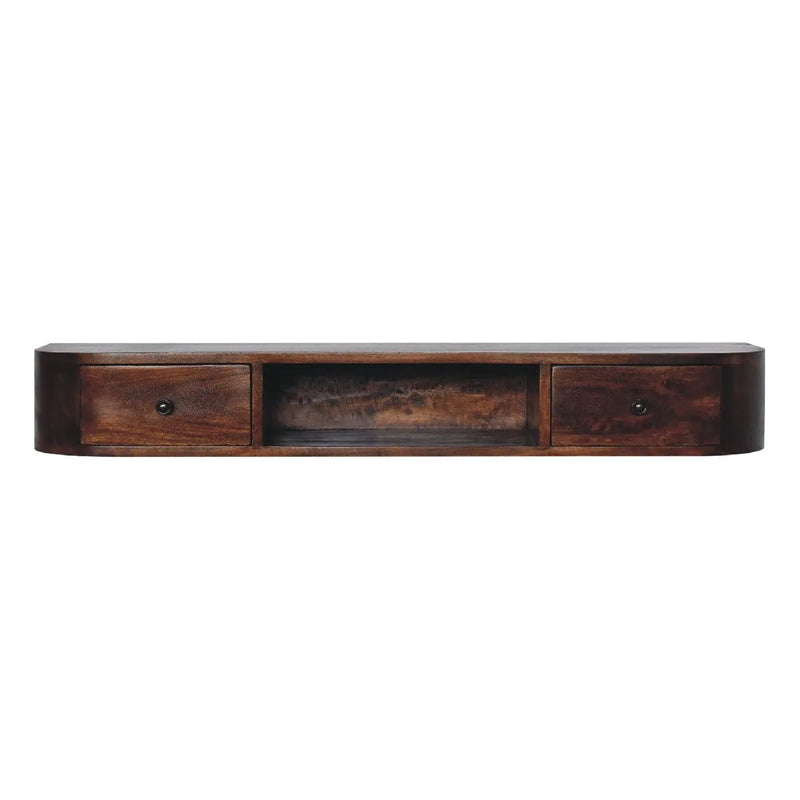 Solid Wood Lunar 2-Drawer Floating Console, 1 Open-slot by HouseOfZazla