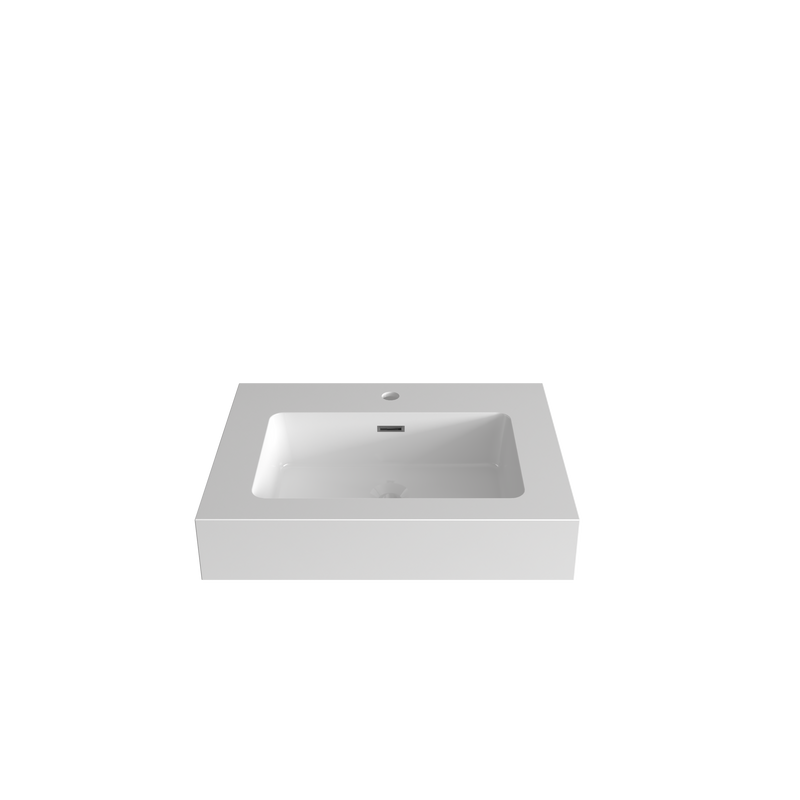 Glossy White Integrated Solid Surface Basin Without Drain & Faucet by HouseOfZazla