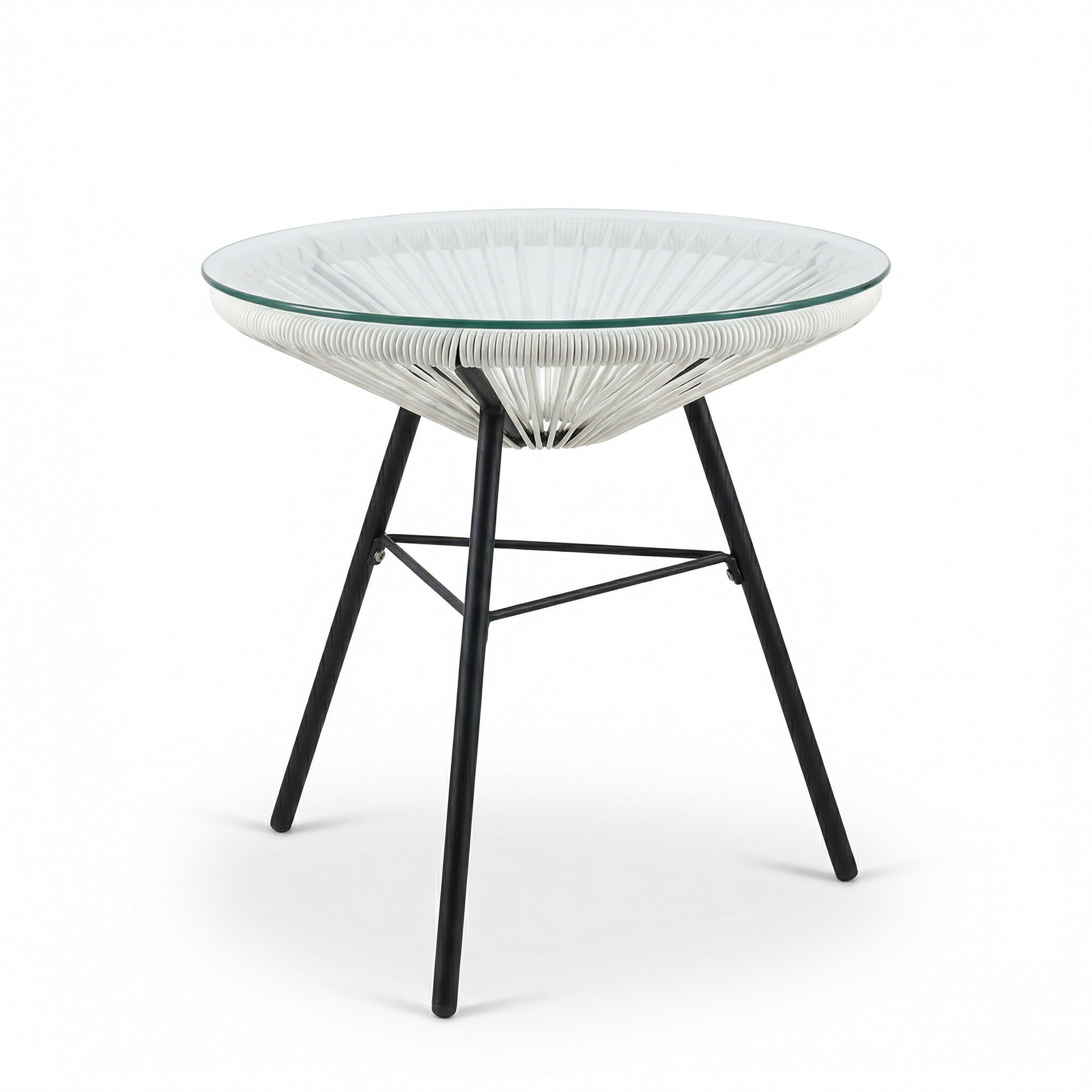 Nusa Outdoor Synthetic Wicker Glass-Top Side Table by HouseOfZazla