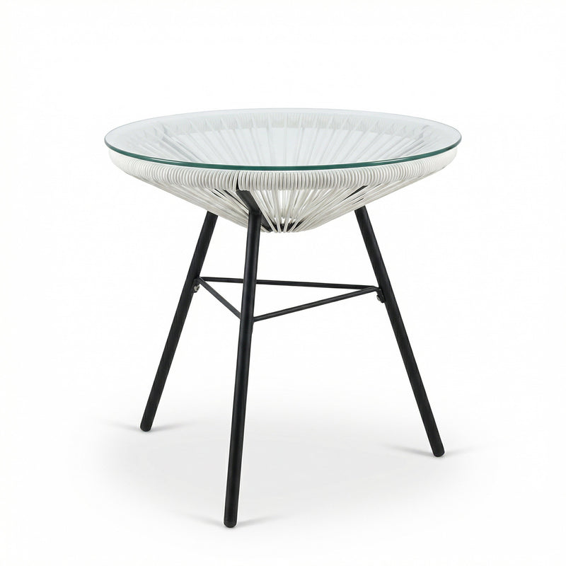 Nusa Outdoor Synthetic Wicker Glass-Top Side Table by HouseOfZazla