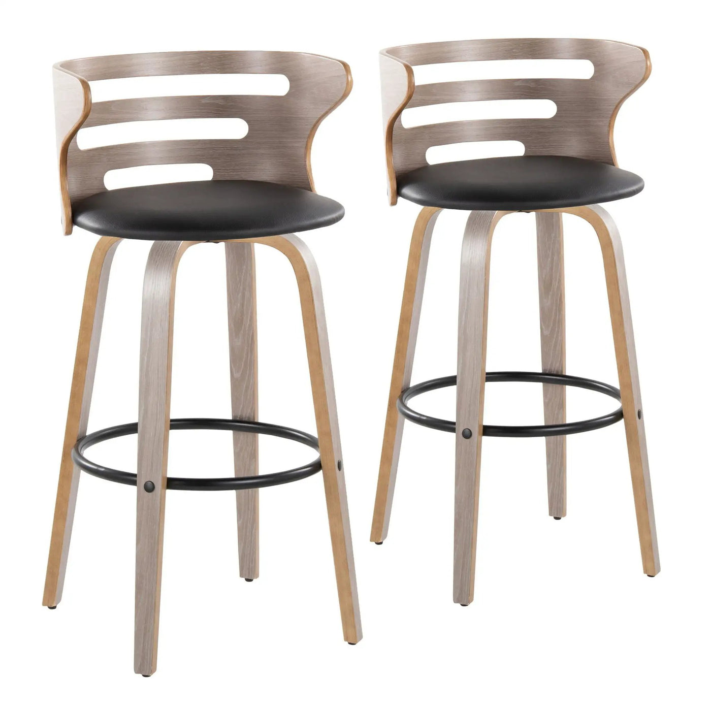 Cosini - Mid Century Modern Fixed Height, Barstool & Swivel And Round Footrest (Set of 2) by HouseOfZazla