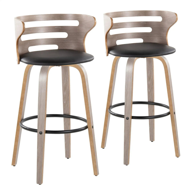 Cosini - Mid Century Modern Fixed Height, Barstool & Swivel And Round Footrest (Set of 2) by HouseOfZazla