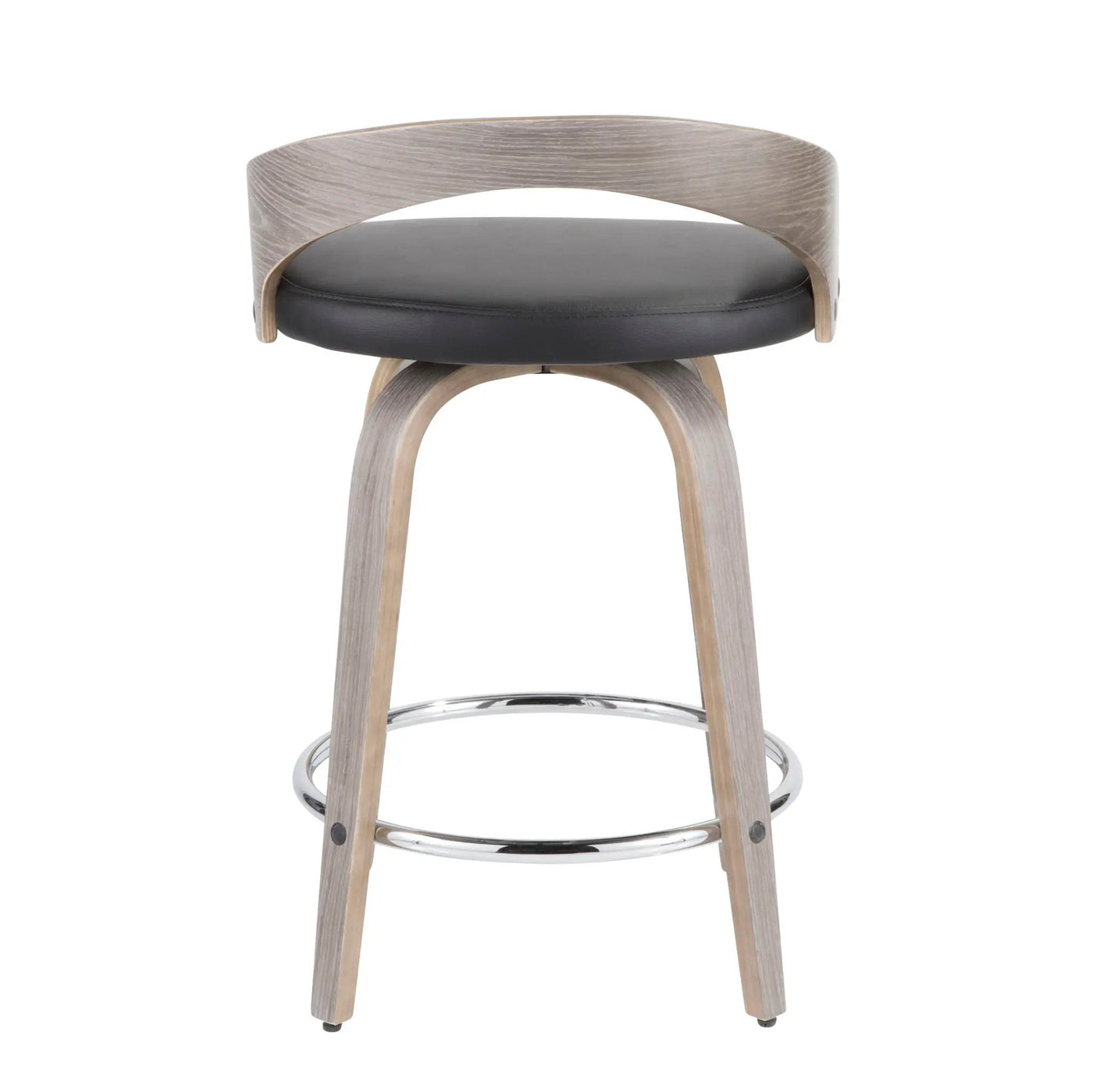 Grotto - Contemporary Fixed Height Counter Stool & Swivel With Round Footrest (Set of 2) by HouseOfZazla