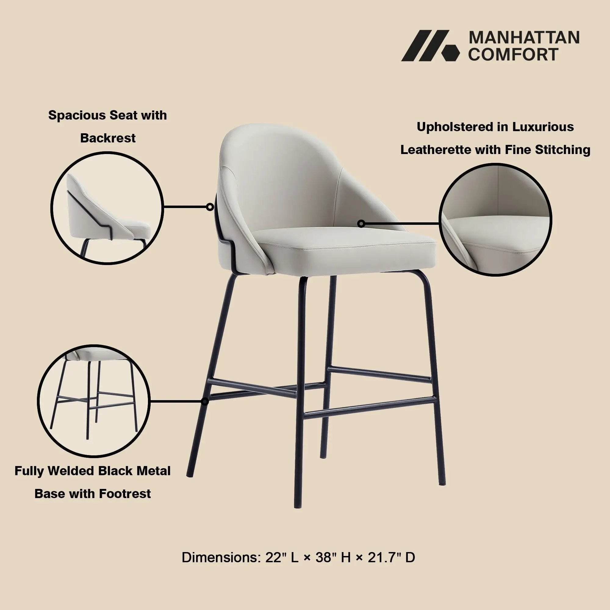 Gracie - Upholstered Counter Stool by HouseOfZazla