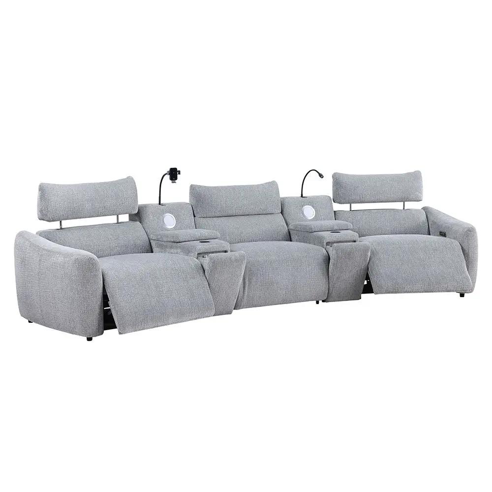 Fullar - Modular Console With Speaker & Cup Holder - Light Gary Chenille by Unique Piece Furniture