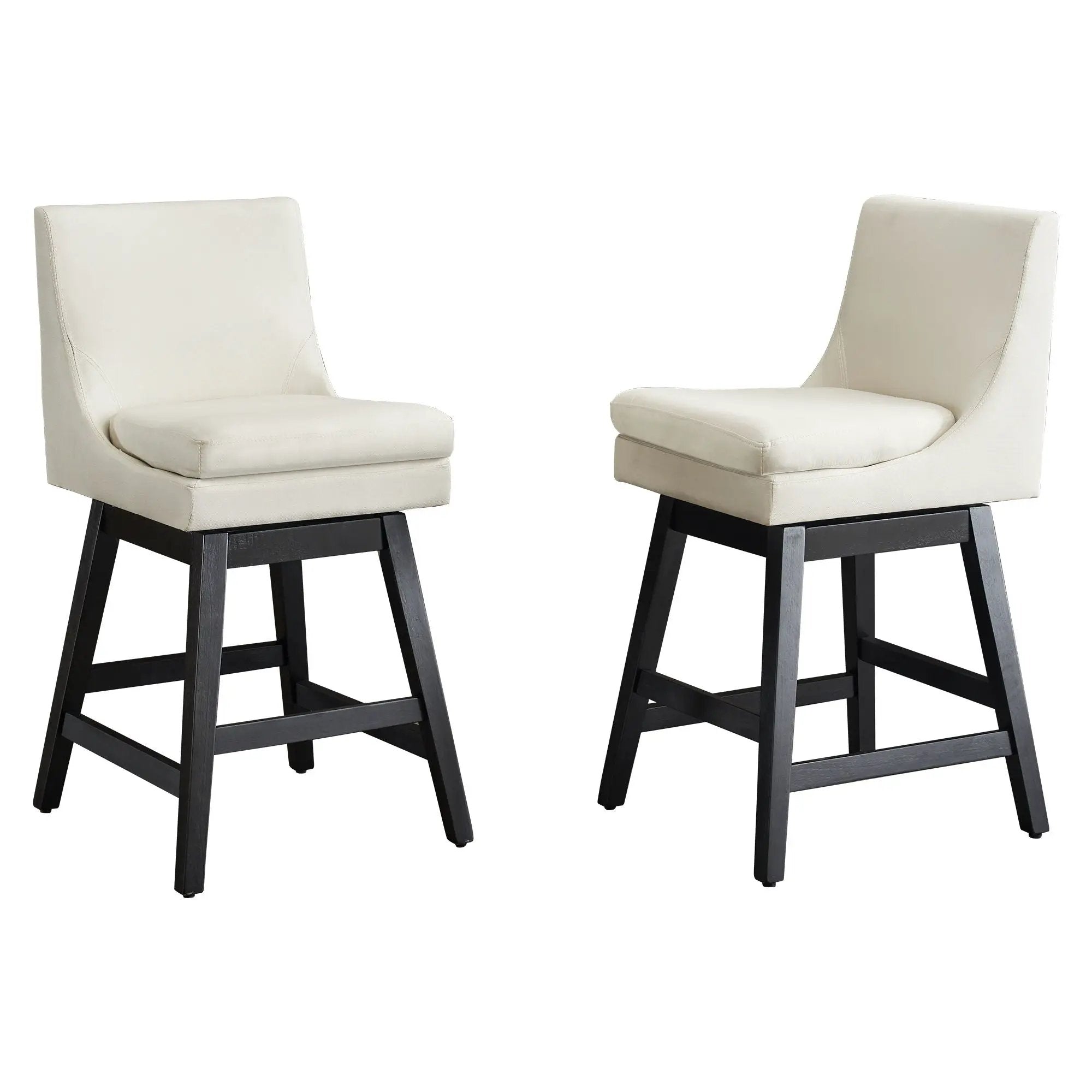 Upholstered Swivel Bar Stools With Ergonomic Design (Set of 2) - Cream White by HouseOfZazla