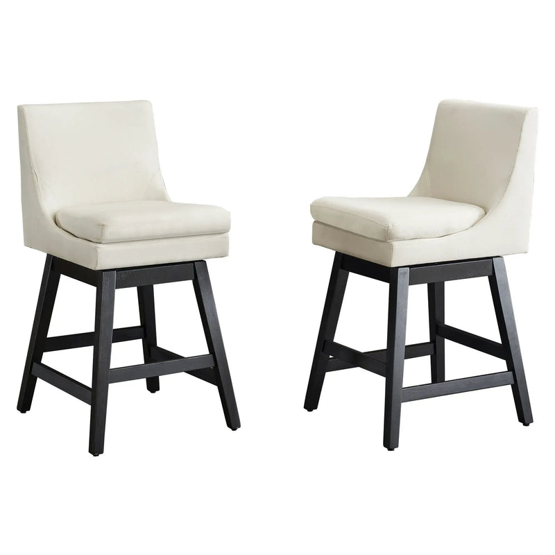 Upholstered Swivel Bar Stools With Ergonomic Design (Set of 2) - Cream White by HouseOfZazla