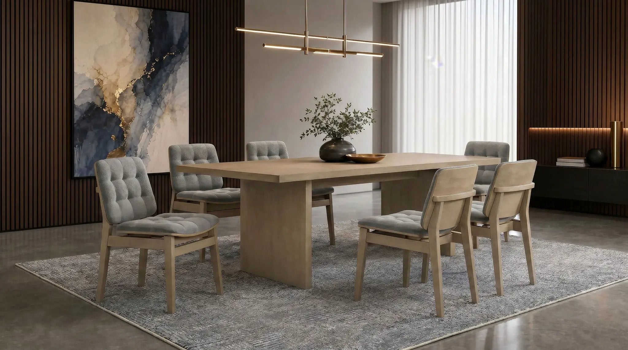 Decker 7-piece 82-inch Rectangular Dining Set Grey and Natural Oak by Unique Piece Furniture