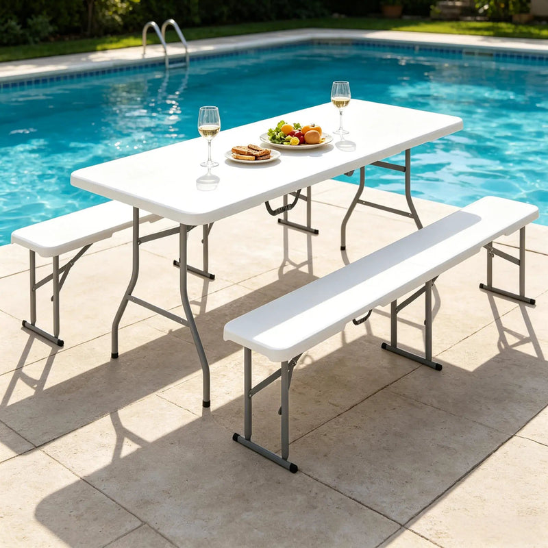 Foldable Picnic Table and Chairs, Portable Camping Table and Chairs, Outdoor Camping Furniture Set by HouseOfZazla