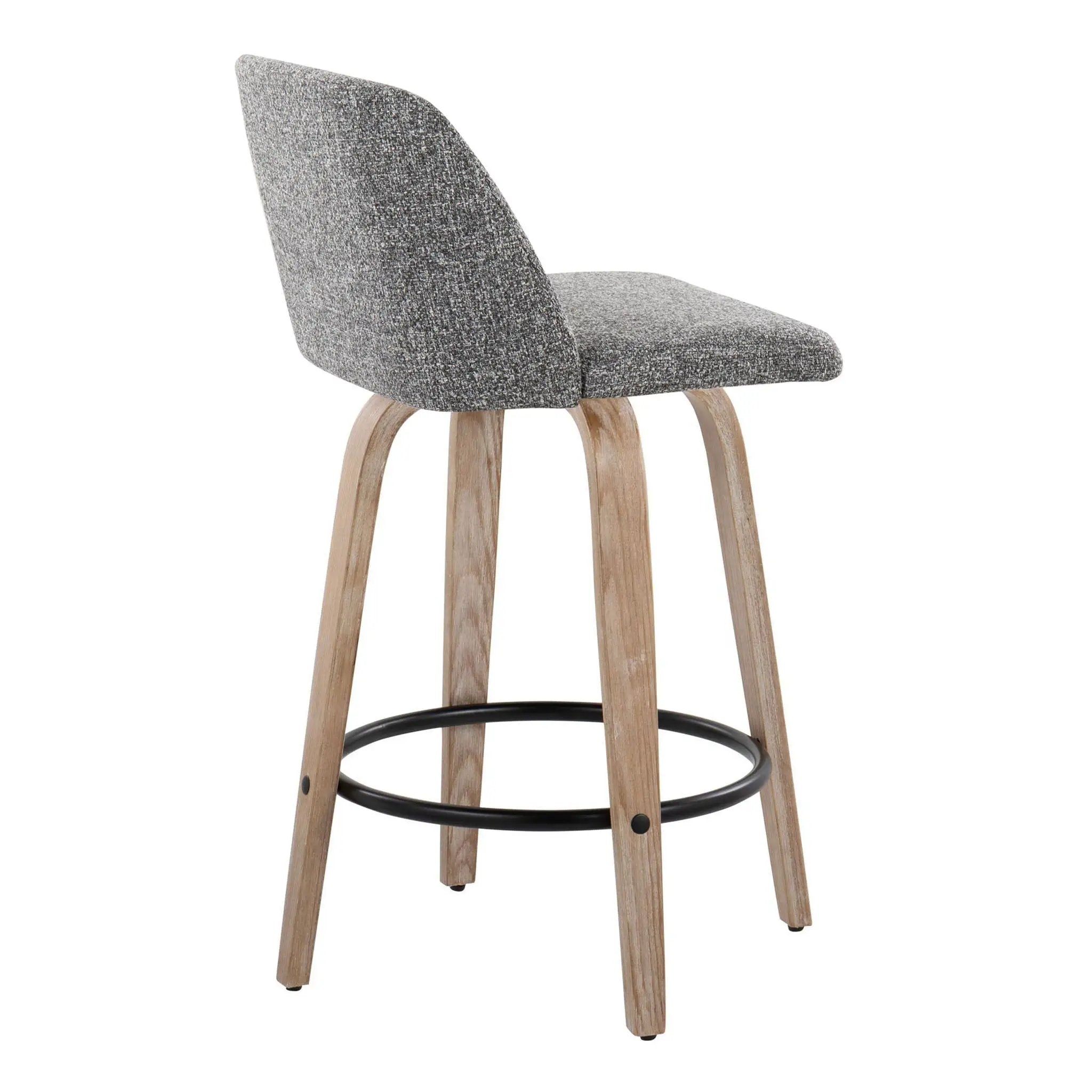 Toriano - Contemporary Fixed-Height Counter Stool & Swivel With Round Footrest (Set of 2) by Unique Piece Furniture