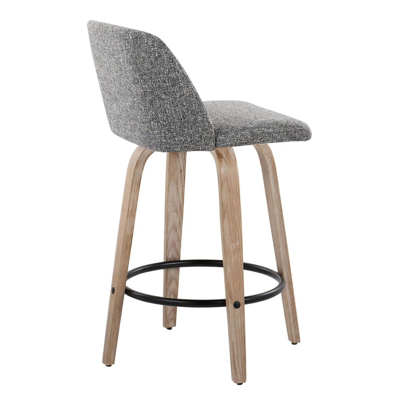 Toriano - Contemporary Fixed-Height Counter Stool & Swivel With Round Footrest (Set of 2) by Unique Piece Furniture