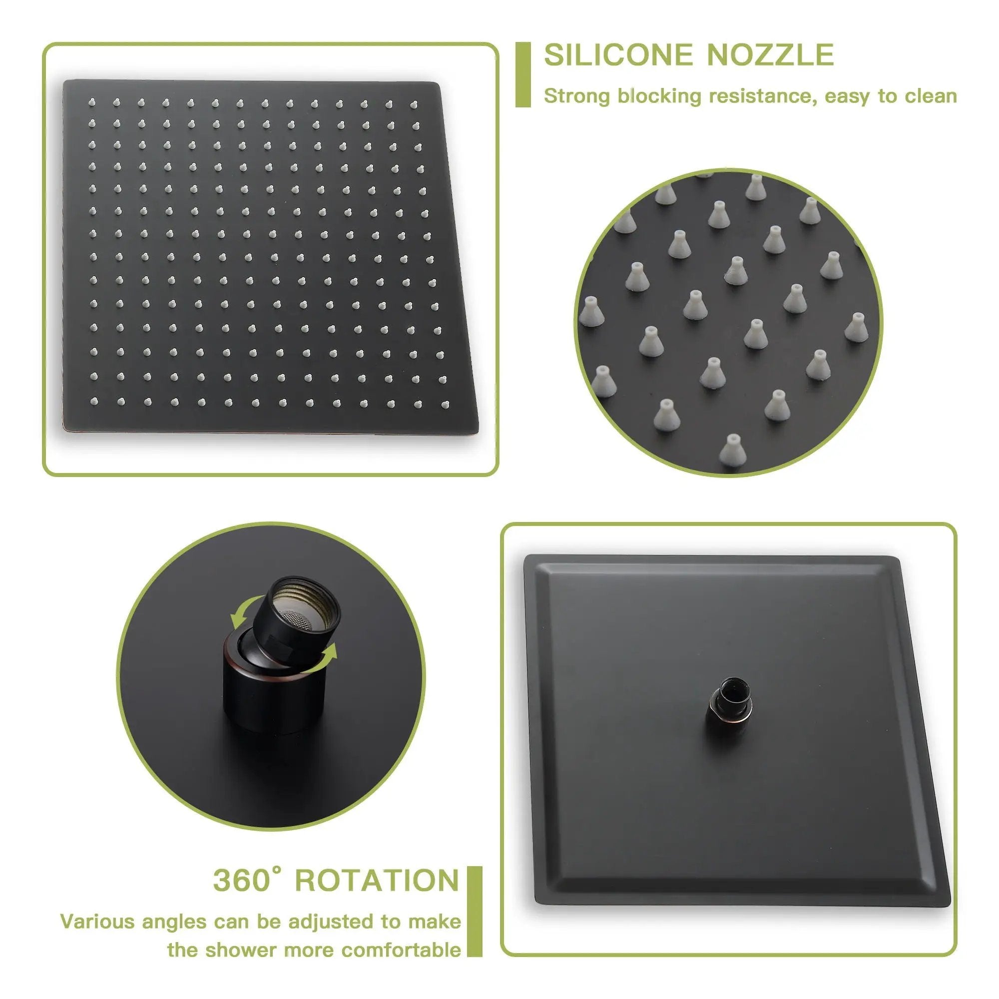 Modern Shower System With Waterfall Tub Spout, 12" Ceiling Mount Square Shower by HouseOfZazla