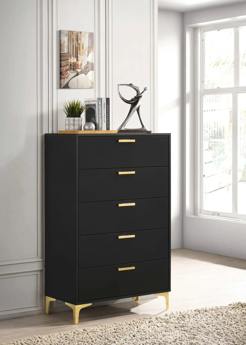 Kendall 5-drawer Bedroom Chest Black by Unique Piece Furniture