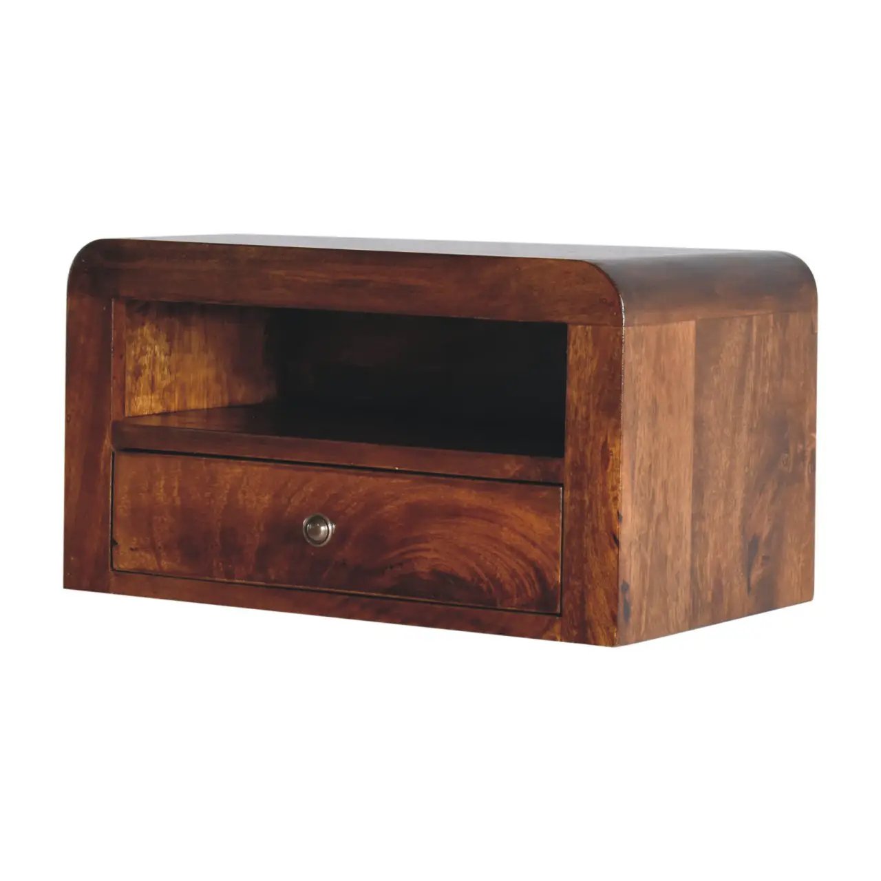 Chunky Chestnut Floating Bedside, 1-Drawer, 1 Open Slot by HouseOfZazla