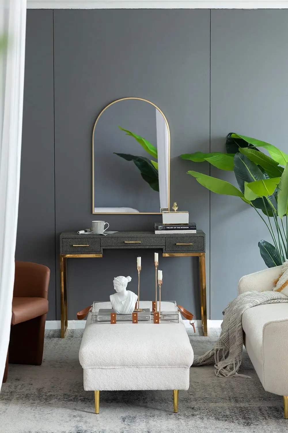Arched Mirror With Metal Frame, Wall Mirror For Living Room Bedroom Entryway by HouseOfZazla