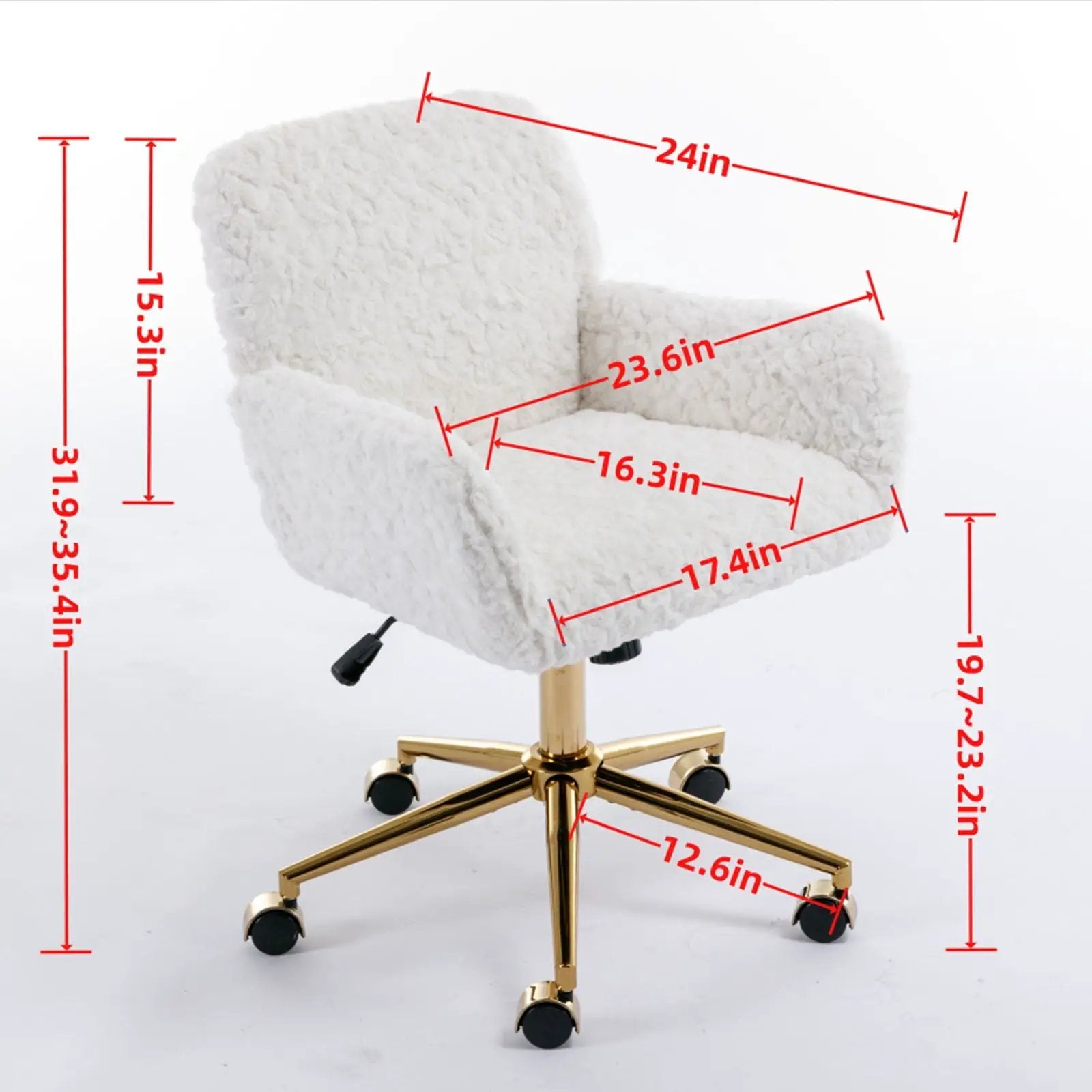 Office Chair, Artificial Rabbit Hair Home Office Chair With Metal Base, Adjustable Desk Chair Swivel Office Chair, Vanity Chair by Unique Piece Furniture