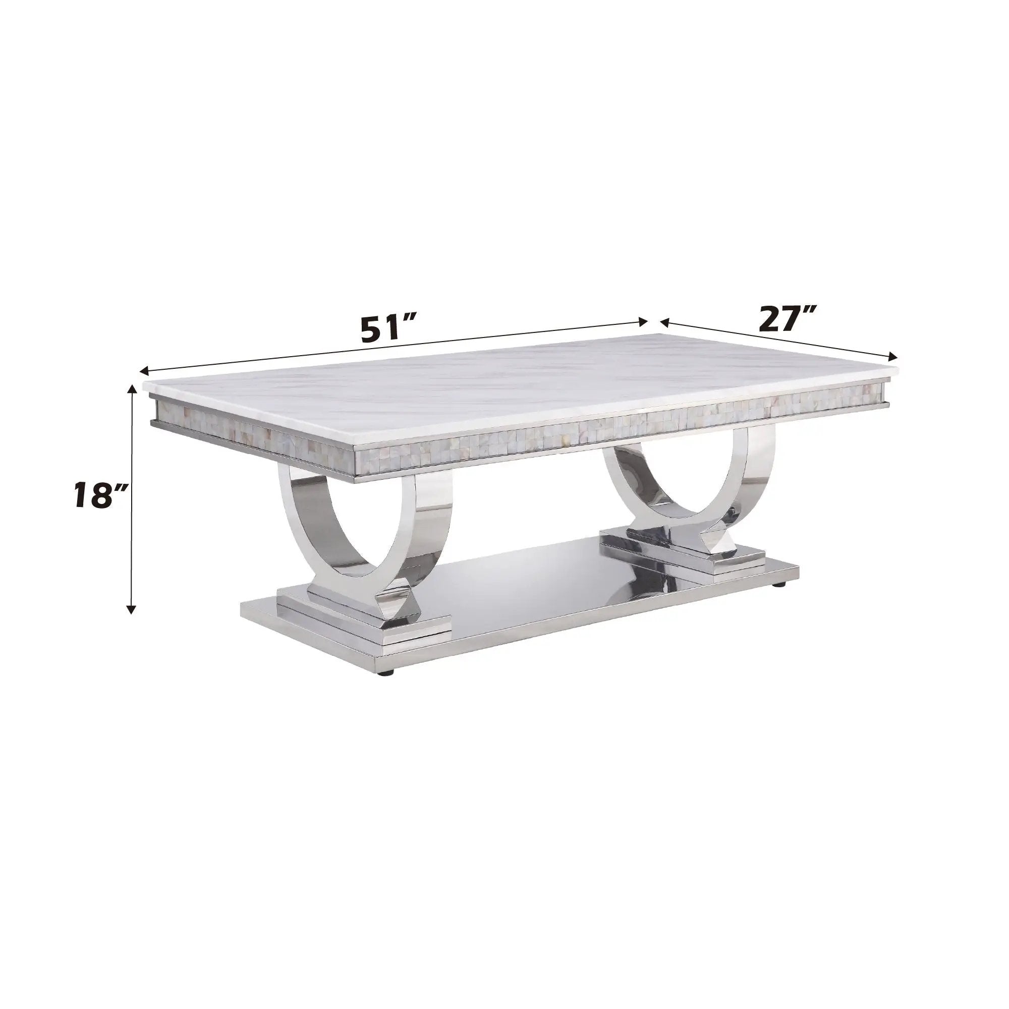 Zander Printed Faux Marble Top Mirrored Coffee Table by HouseOfZazla