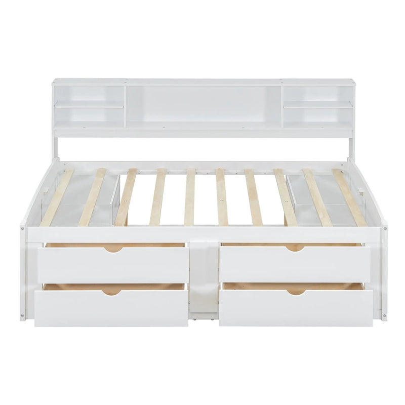 Daybed With 2 Bedside Cabinets, Upper Shelves And 4 Drawers by Unique Piece Furniture