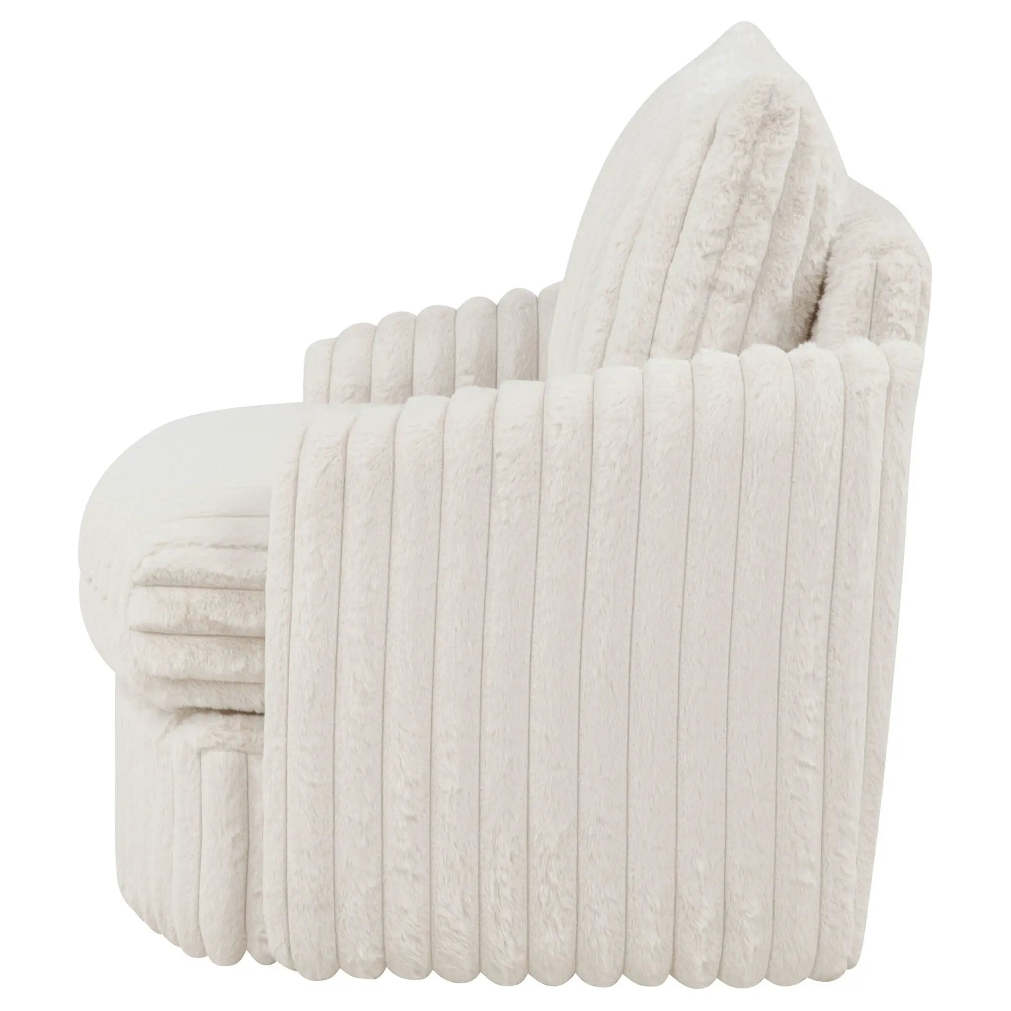 Sarco Corduroy Upholstered Swivel Accent Arm Chair Ivory by Unique Piece Furniture