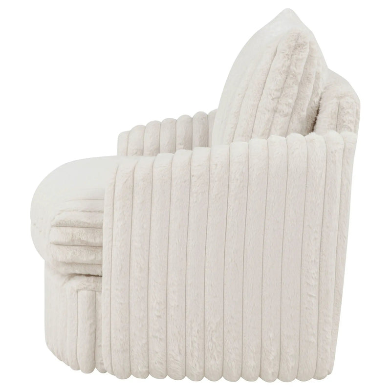 Sarco Corduroy Upholstered Swivel Accent Arm Chair Ivory by Unique Piece Furniture