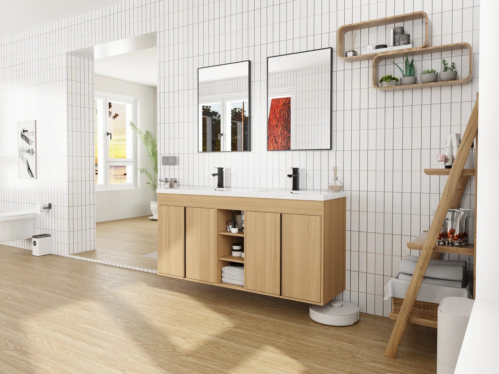 60" Freestanding Bathroom Vanity With Resin Double Sink by HouseOfZazla