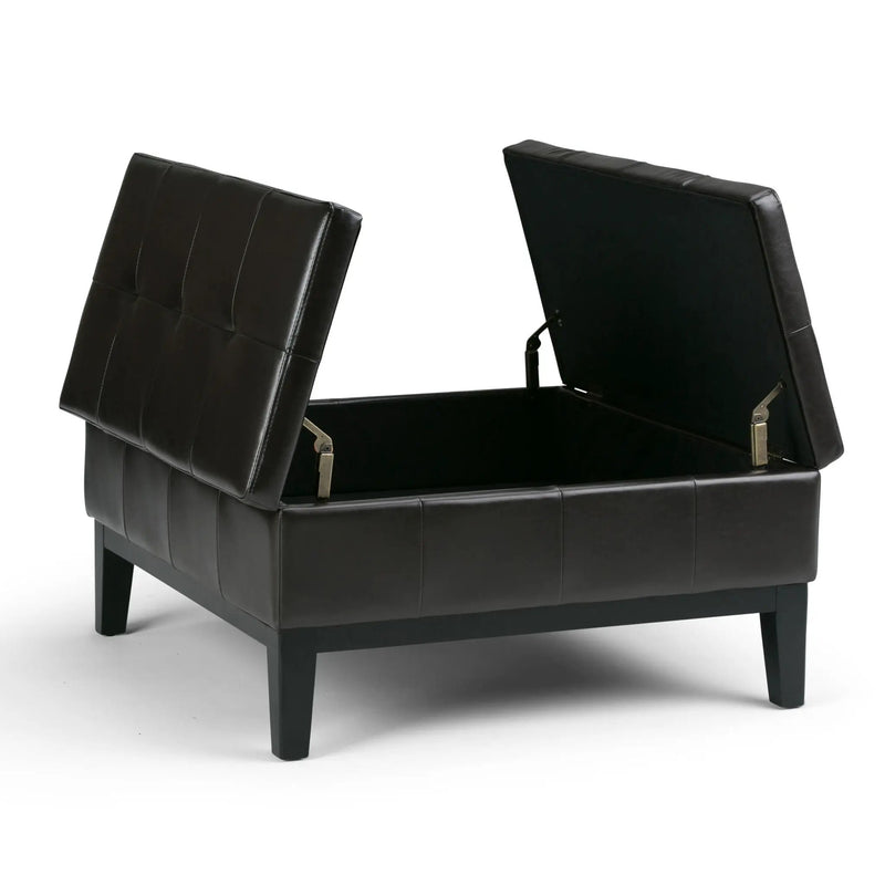 Dover - Square Coffee Table Storage Ottoman - Tanners Brown by HouseOfZazla