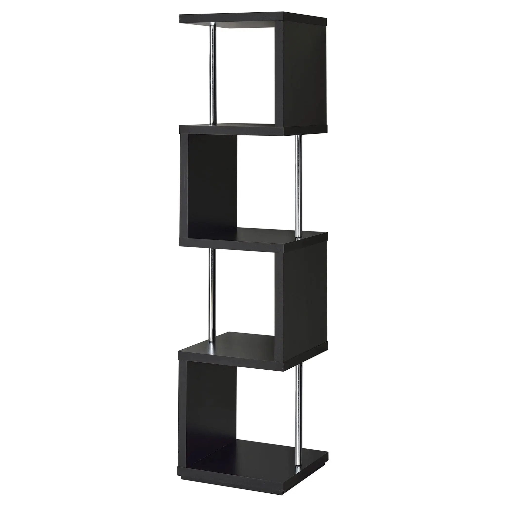 Baxter 67-inch 4-shelf Bookshelf Black and Chrome by Unique Piece Furniture