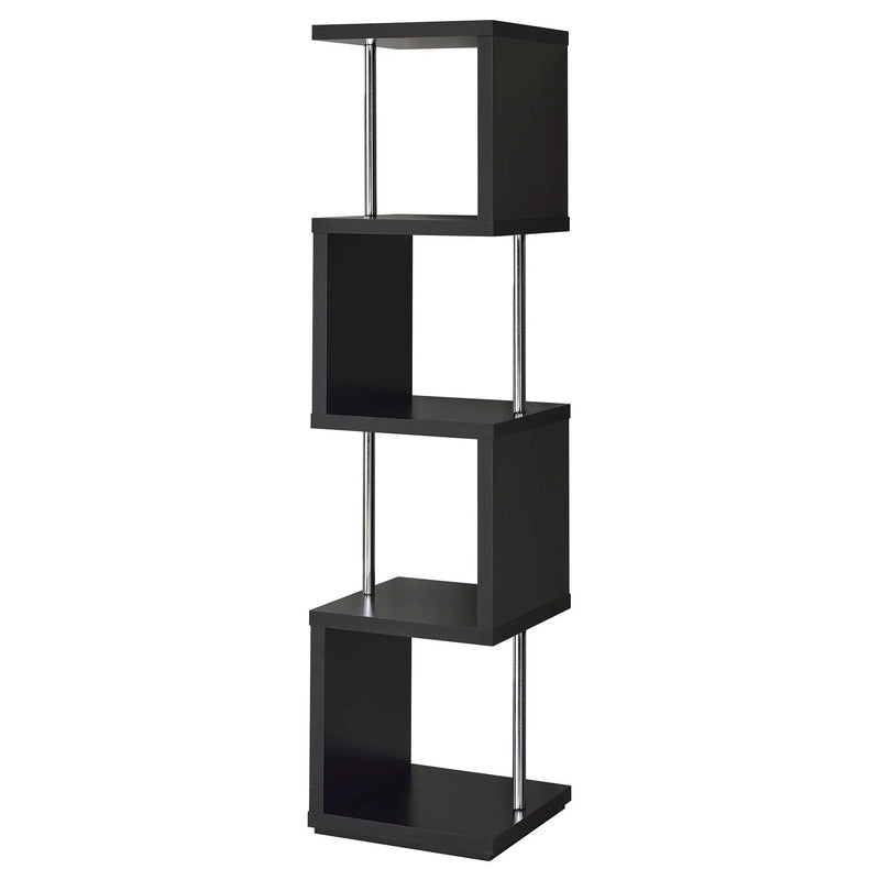 Baxter 67-inch 4-shelf Bookshelf Black and Chrome by Unique Piece Furniture