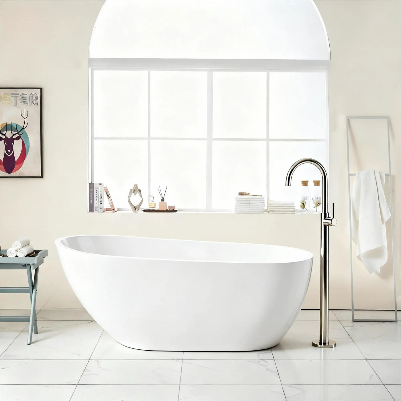 Contemporary Glossy Freestanding Bathtub With Overflow And Drain by HouseOfZazla