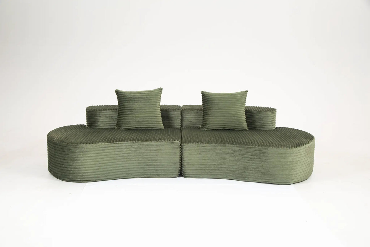 Cozy Corduroy 2-Seater Sofa with Lumbar Pillows by HouseOfZazla