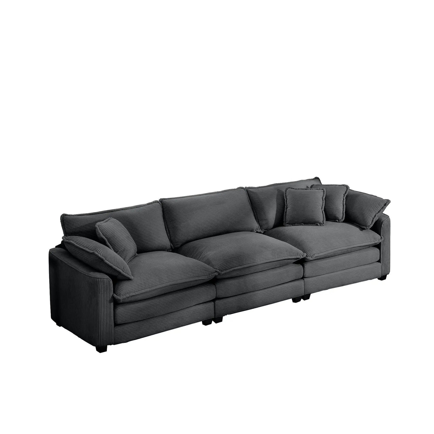 Mid-Century Modern 3 Seater Sectional Sofa With Arm And Throw Pillows by HouseOfZazla