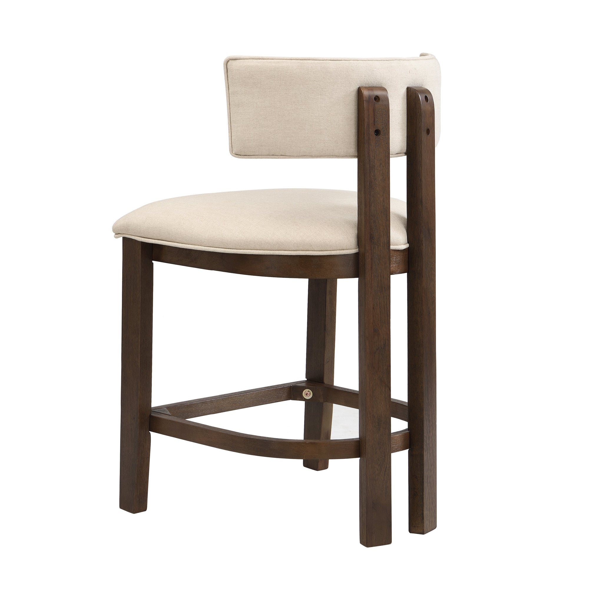 26" Counter Height Bar Stool, Upholstered Counter Stools (Set of 2) - Walnut & Beige by HouseOfZazla